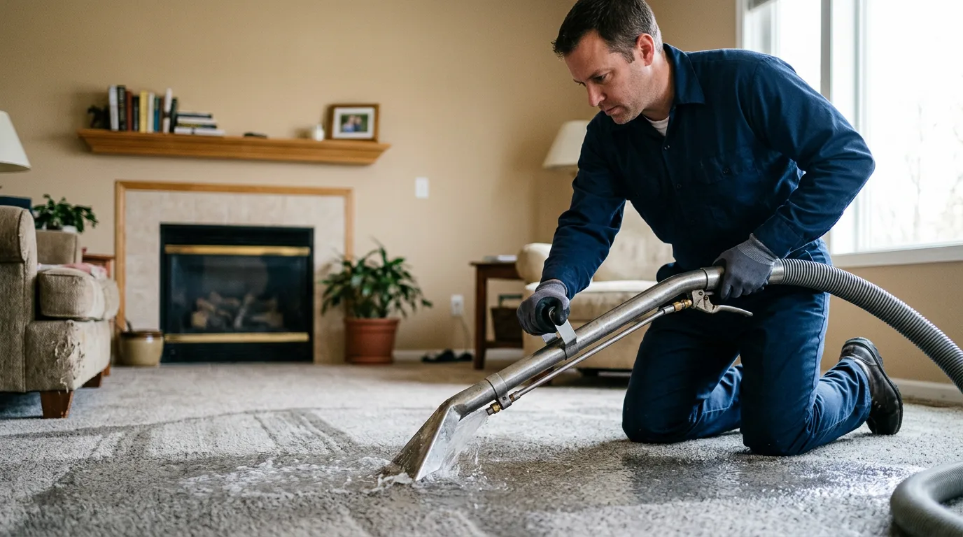 Water damage restoration technician working near Columbia, MS